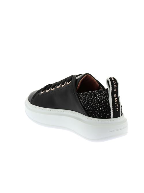 Wembley Woman sneakers da donna in pelle nera e strass ALEXANDER SMITH | WYW0506BLK